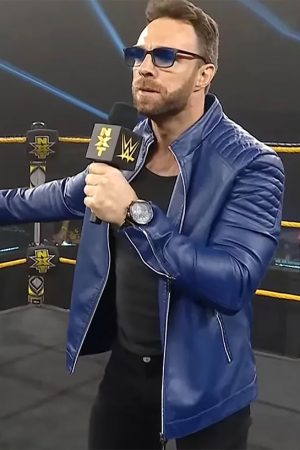 WWE LA Knight Blue Leather Jacket