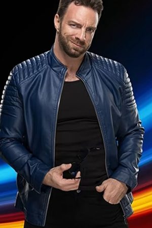 WWE LA Knight Blue Leather Jacket Gifts for Him