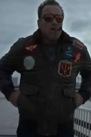 Arnold Schwarzenegger Top Gun Bomber Leather Jacket