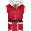 Bad Santa Claus Christmas Fur Hooded Leather Vest Free Shipping UK USA Canada
