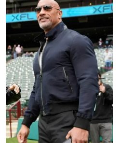 Celebrity Dwayne Johnson Blue Cotton Jacket Mens Fashion