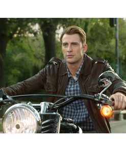 Chris Evans Captain America Brown Leather Jacket Easter Sale