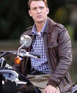 Chris Evans Captain America Brown Leather Jacket Gifts For Him