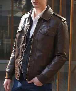 Chris Evans Captain America Brown Leather Jacket Halloween Sale
