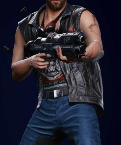 Cyberpunk 2077 V Nomad Black Leather Vest Free Shipping UK USA Canada