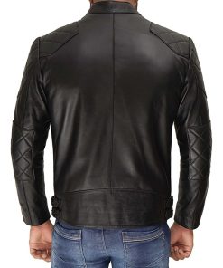 David Beckham Quilted Biker Men's Leather Jacket motorrad jacke