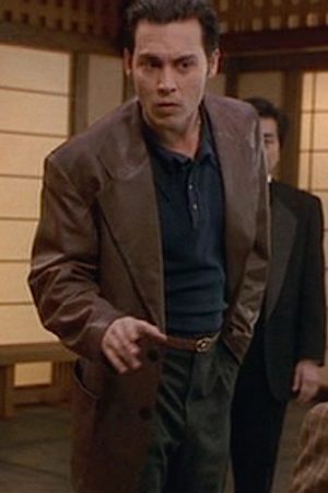 Donnie Brasco Johnny Depp Brown Leather Blazer
