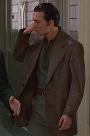 Donnie Brasco Johnny Depp Brown Leather Blazer Mens Fashion Vintage