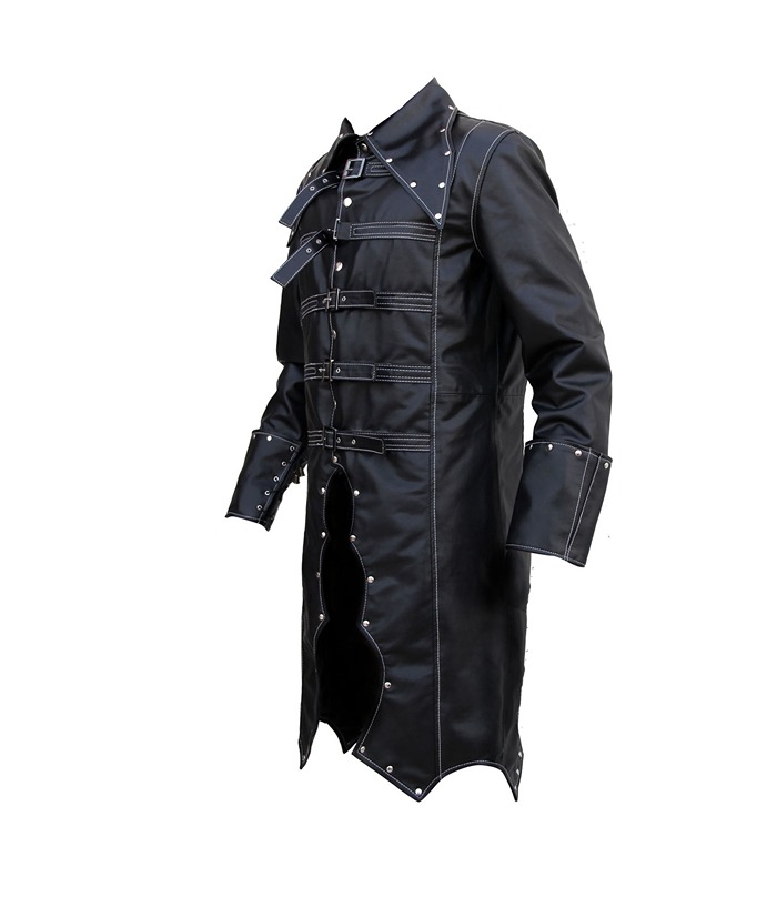 Emo Steam Punk Gothic Leather Coat Costume Free Shipping UK USA Canada