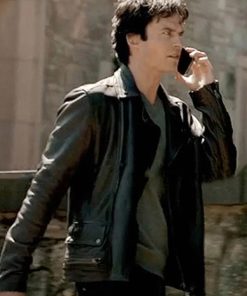 Ian Somerhalder Vampire Diaries Leather Jacket Free Shipping UK USA Canada