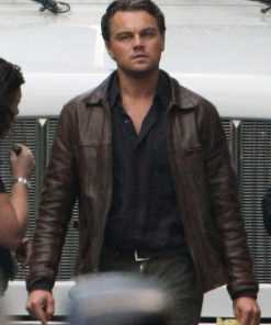 Inception Cobb Leonardo Di Caprio Brown Leather Jacket Celebrity Style Sale