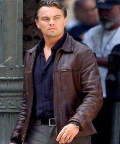 Inception Cobb Leonardo Di Caprio Brown Leather Jacket Free Shipping UK USA Canada