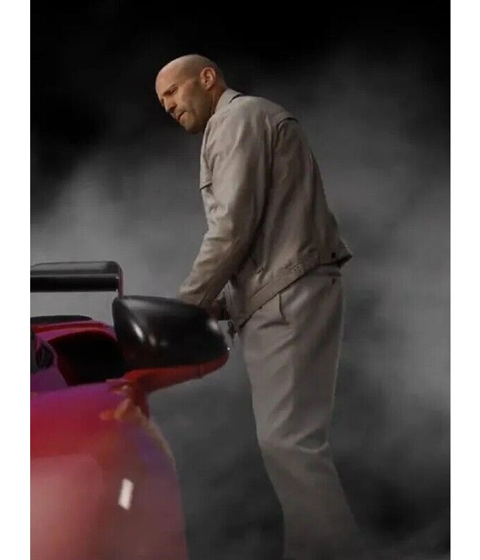 Jason Statham Fast X Beige Leather Jacket Free Shipping