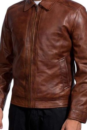 John Wick Brown Distressed Biker Leather Jacket Celebrity Style