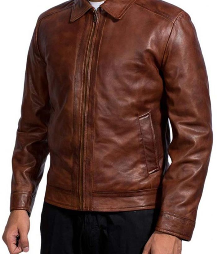 John Wick Brown Distressed Biker Leather Jacket Celebrity Style
