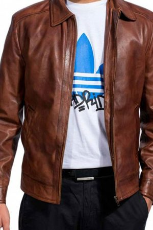 John Wick Brown Distressed Biker Leather Jacket Free Shipping UK USA Canada