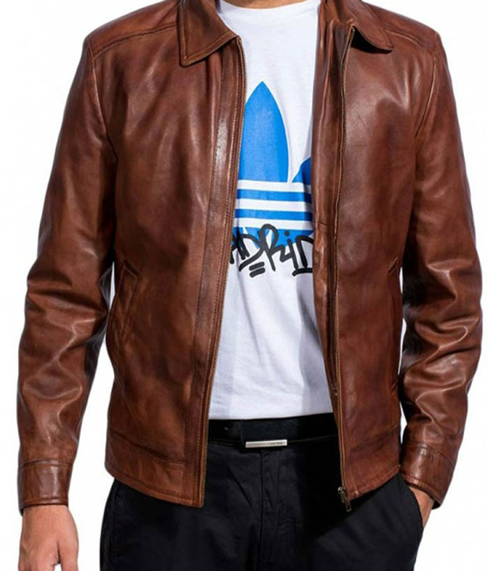 John Wick Brown Distressed Biker Leather Jacket Free Shipping UK USA Canada