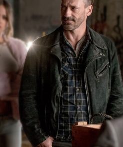 Jon Hamm Baby Driver Black Leather Jacket