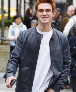 KJ Apa Riverdale Archie Blue Leather Jacket Celebrity Style wear