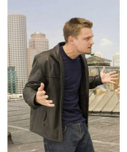 Leonardo Di Caprio Departed Leather Black Jacket Free Shipping UK USA Canada