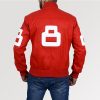 Men's 8 Ball Pool Red Leather Bomber Jacket
