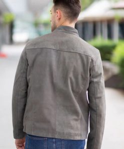 Men's Gray Classic Retro Motorbiker Leather Suede Jacket Easter Sale