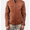 Men's Vintage Biker Classic Tan Leather Jacket