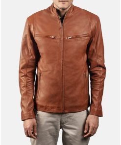 Men's Vintage Biker Classic Tan Leather Jacket