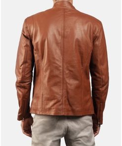 Men's Vintage Biker Classic Tan Leather Jacket Free Shipping UK USA Canada