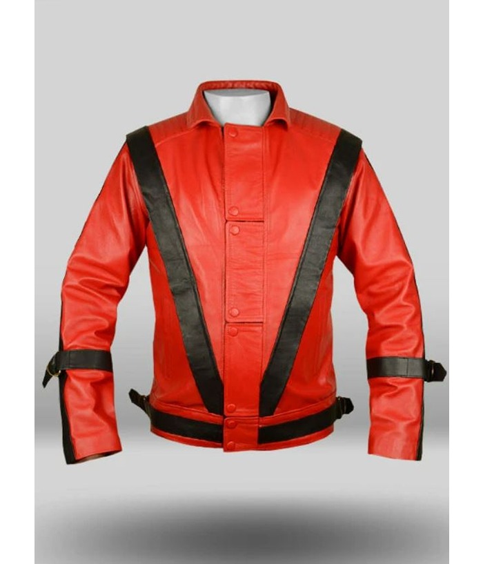 Michael Jackson Thriller Red Leather Jacket Free Shipping UK USA Canada