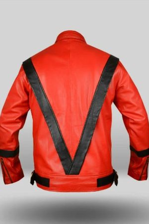 Michael Jackson Thriller Red Leather Jacket King Of Pop