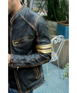 Retro Vintage Motorcycle Distressed Black Leather Jacket Christmas Sale