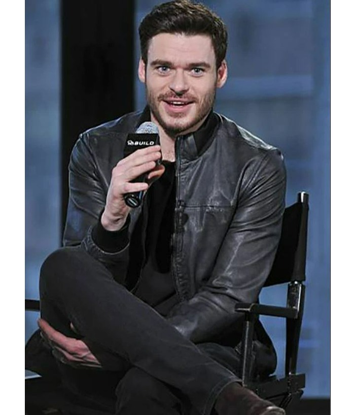 Richard Madden Gray Biker Leather Jacket The Jacket Merchant