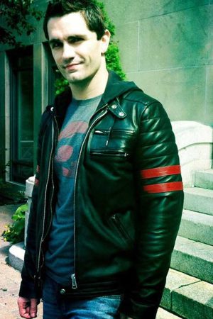 Sam Witwer Being Human Mayhem Biker Leather Jacket Free Shipping UK USA Canada