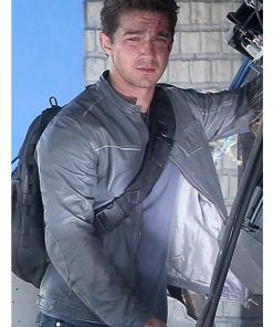 Shia LaBeouf Transformers Gray Leather Jacket