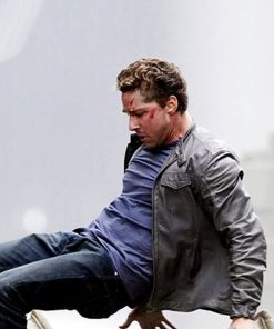 Shia LaBeouf Transformers Gray Leather Jacket Celebrity Movie Jacket