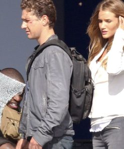 Shia LaBeouf Transformers Gray Leather Jacket Free Shipping UK USA Canada