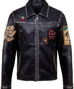 Suicide Squad The Joker Distressed Biker Leather Jacket Costume Halloween Sale