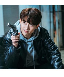 Taec-Yeon Vincenzo Black Leather Jacket Free Shipping
