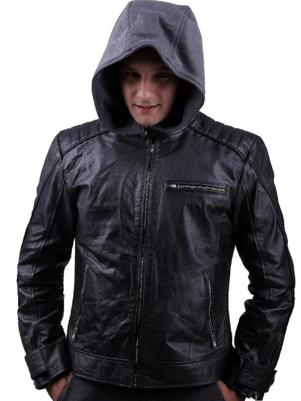 The Dark Knight Outlaw Batman Leather Jacket Costume Mens Fashion