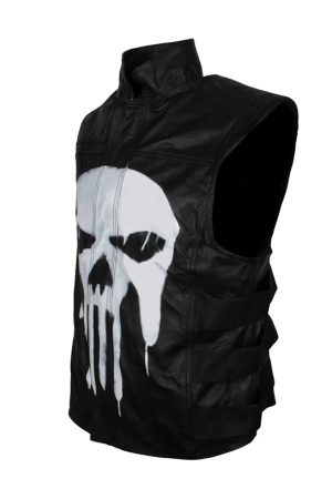 Thomas Jane Punisher Tactical Black Leather Vest Cosplay Costume