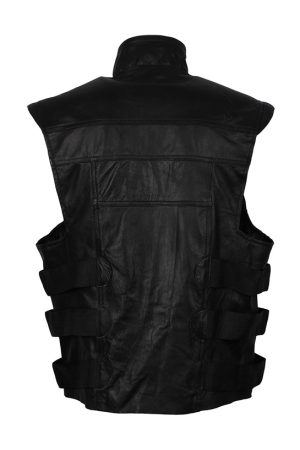 Thomas Jane Punisher Tactical Black Leather Vest Free Shipping UK USA Canada
