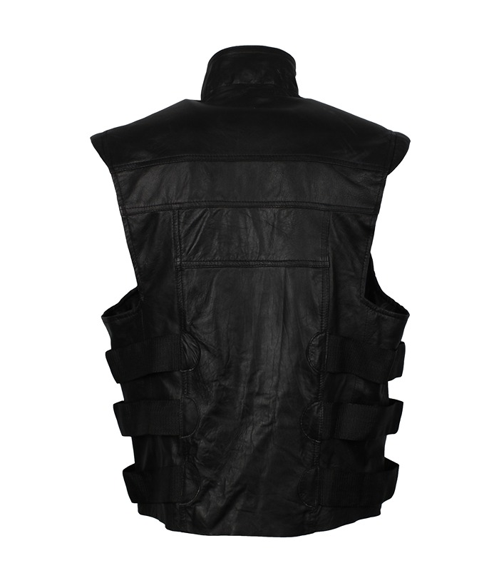 Thomas Jane Punisher Tactical Black Leather Vest Free Shipping UK USA Canada