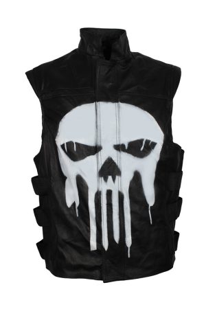 Thomas Jane Punisher Tactical Black Leather Vest Halloween Sale