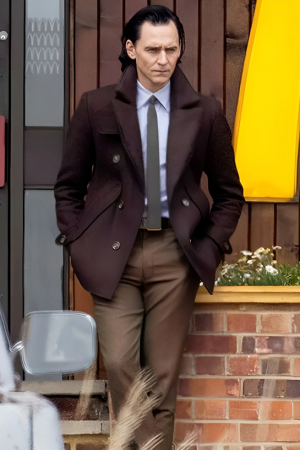 Tom Hiddleston Loki Season 2 Brown Wool Pea Coat