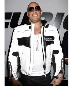 Vin Diesel Fast and Furious 7 White Leather Jacket
