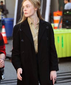 A Complete Unknown Elle Fanning Black Wool Coat