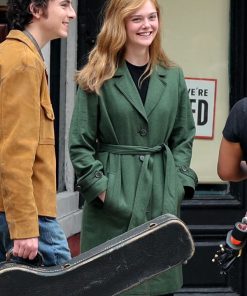 A Complete Unknown Elle Fanning Green Wool Coat