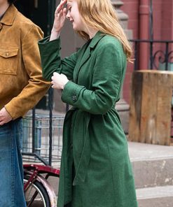A Complete Unknown Elle Fanning Green Wool Coat Free Shipping UK USA Canada