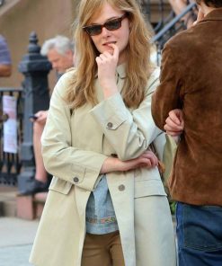 A Complete Unknown Elle Fanning Off White Cotton Coat Celebrity Sale